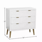 3-Drawer Baby Dresser in White & Copper, MDF, No-Tool Assembly