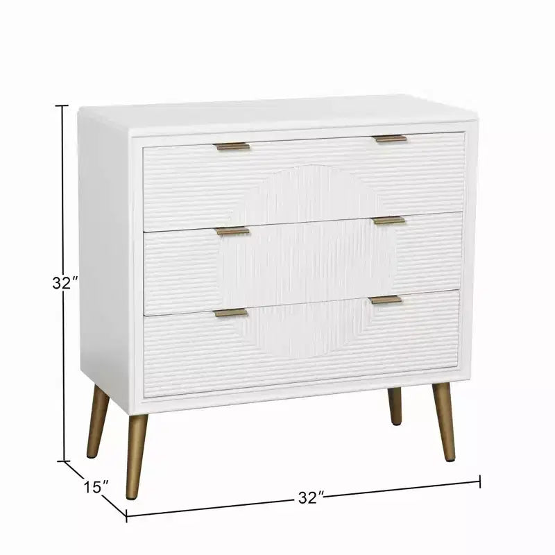 3-Drawer Baby Dresser in White & Copper, MDF, No-Tool Assembly