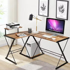 58"x44" L-Shaped Computer Gaming Desk with Monitor Stand & CPU Tray