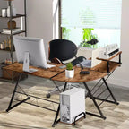 58"x44" L-Shaped Computer Gaming Desk with Monitor Stand & CPU Tray