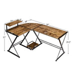 58"x44" L-Shaped Computer Gaming Desk with Monitor Stand & CPU Tray