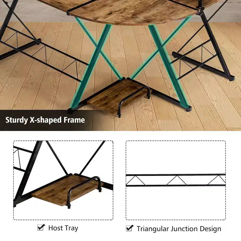 58"x44" L-Shaped Computer Gaming Desk with Monitor Stand & CPU Tray
