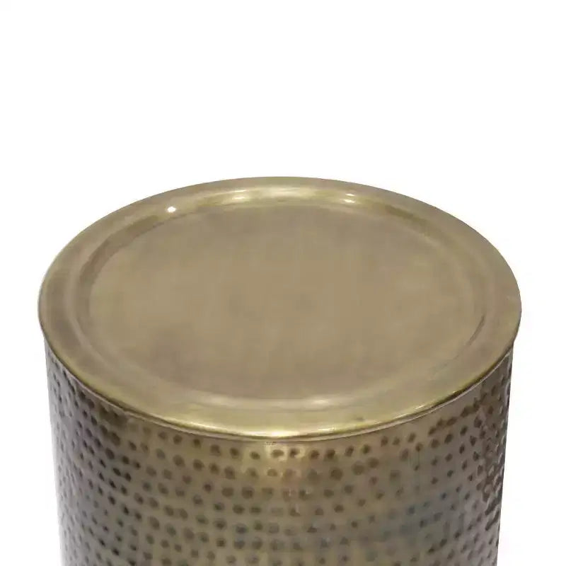 Metal Side Table in Antique Gold, Hammered Finish