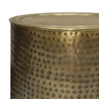 Metall-Beistelltisch in Antikgold, gehämmertes Finish