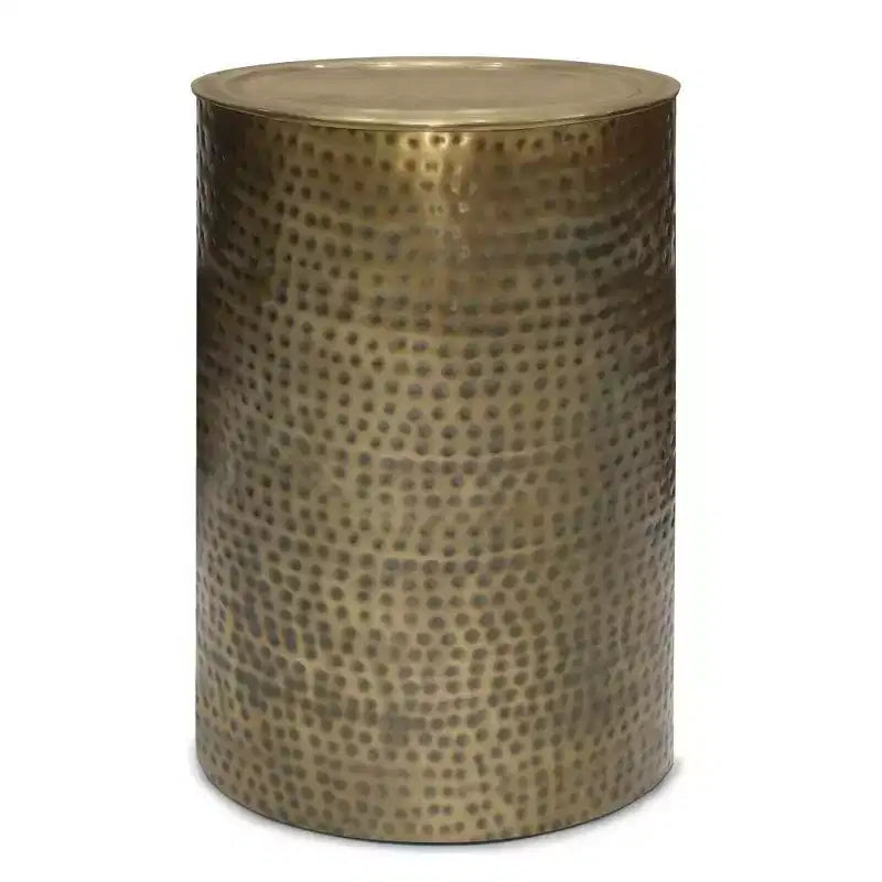 Metal Side Table in Antique Gold, Hammered Finish