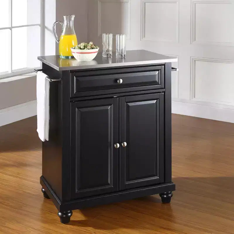 Portable Kitchen Island Cart with Stainless Steel Top