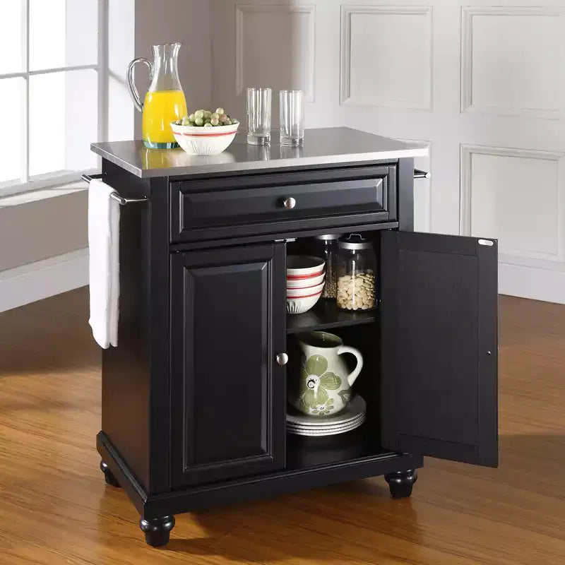 Portable Kitchen Island Cart with Stainless Steel Top