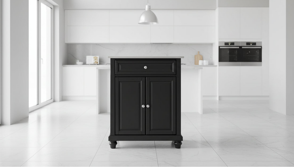 Portable Kitchen Island Cart with Stainless Steel Top