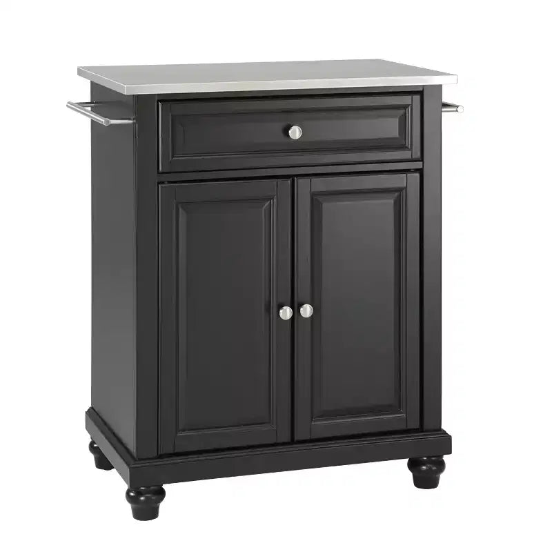 Portable Kitchen Island Cart with Stainless Steel Top