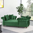 Moderne Glamourös getuftete Samt-Tête-à-Tête-Chaiselongue mit Zierkissen