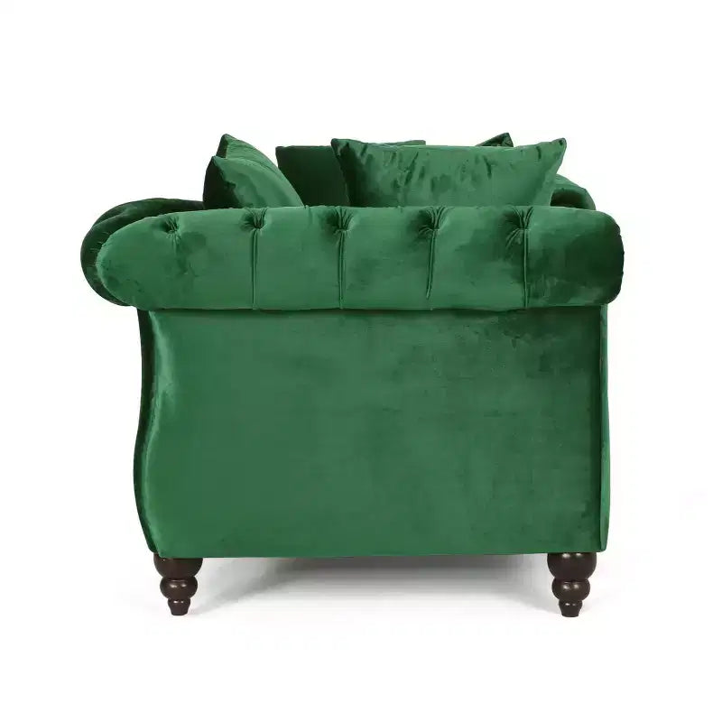 Modern Glam Tufted Velvet Tete-A-Tete Chaise Lounge with Accent Pillows