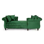 Moderne Glamourös getuftete Samt-Tête-à-Tête-Chaiselongue mit Zierkissen