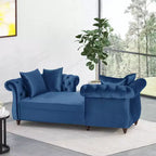 Moderne Glamourös getuftete Samt-Tête-à-Tête-Chaiselongue mit Zierkissen
