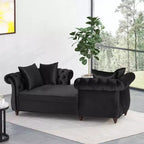 Moderne Glamourös getuftete Samt-Tête-à-Tête-Chaiselongue mit Zierkissen