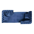 Moderne Glamourös getuftete Samt-Tête-à-Tête-Chaiselongue mit Zierkissen