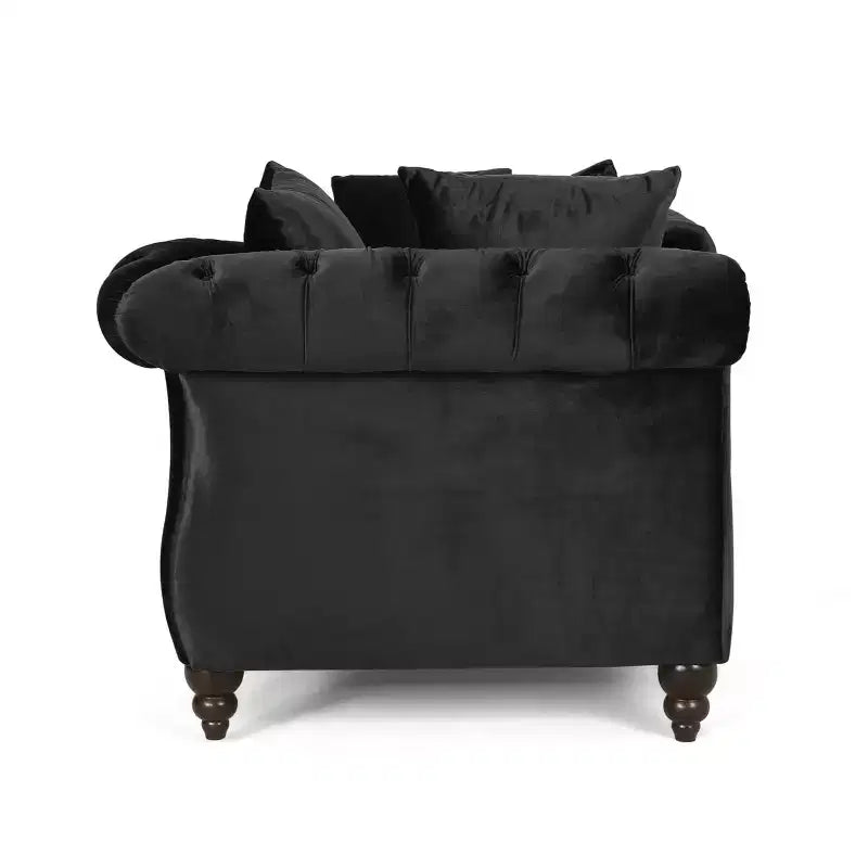 Modern Glam Tufted Velvet Tete-A-Tete Chaise Lounge with Accent Pillows