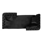Moderne Glamourös getuftete Samt-Tête-à-Tête-Chaiselongue mit Zierkissen
