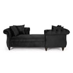 Moderne Glamourös getuftete Samt-Tête-à-Tête-Chaiselongue mit Zierkissen