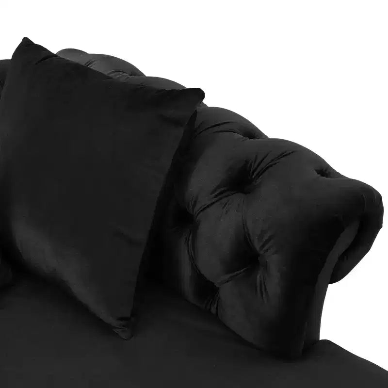 Modern Glam Tufted Velvet Tete-A-Tete Chaise Lounge with Accent Pillows