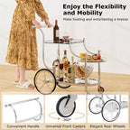 3-Tier Bar Serving Cart on Wheels with Mirrored Shelves