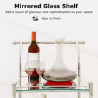 3-Tier Bar Serving Cart on Wheels with Mirrored Shelves