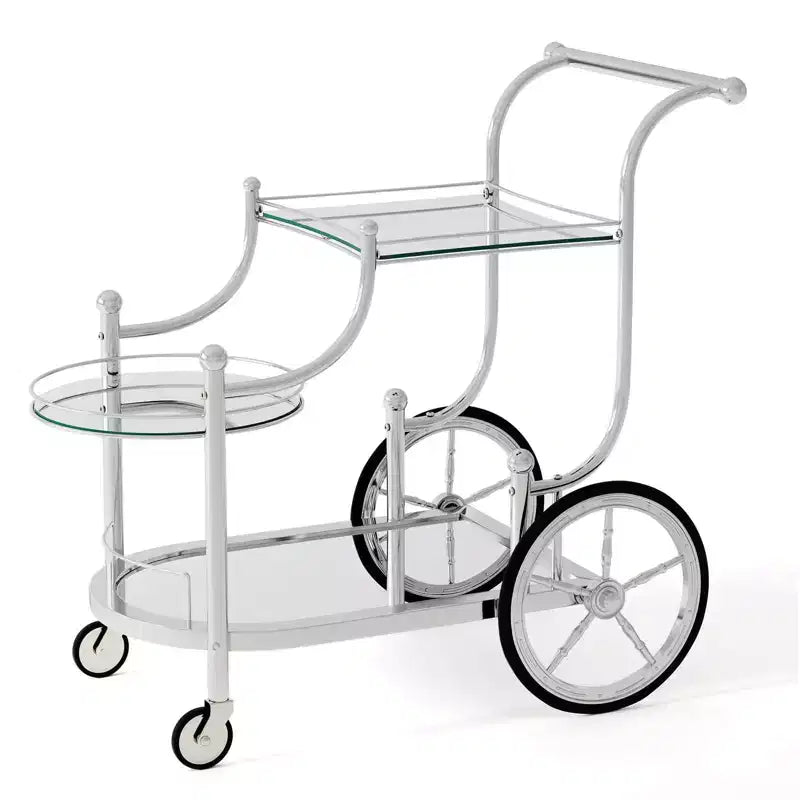 3-Tier Bar Serving Cart on Wheels with Mirrored Shelves